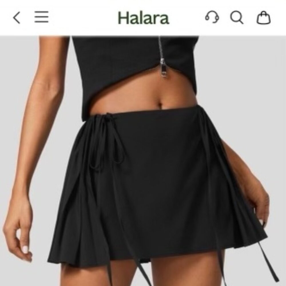 NWOT Halara Mid Rise Invisible Zipper Tie Side Pleated Skirt